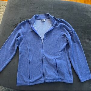 LL Bean Women’s Blue Jacket Cardigan Zip Up Sz M 247230 Fleece zip Pocket Sleeve